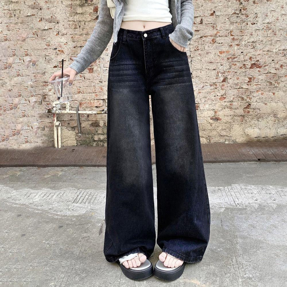 Loose Retro Jeans Women Straight Leg Baggy Denim Pants Fashion Cowboy Trousers  Girls Lady