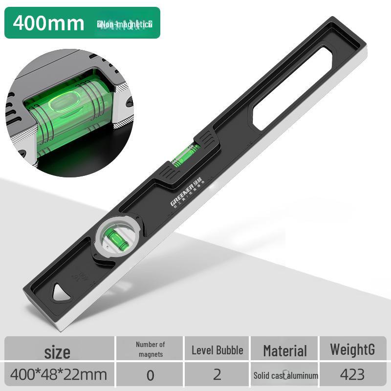 Green Forest High Precision Multifunctional Cast Aluminum Level Ruler for Household Decoration Measurements