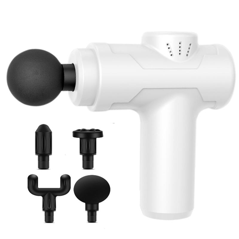 

Sports fascia fitness gun 4 kinds of massage head can be changed 6 gear adjustable 6MM deep massage impact mini fascia gun Type C Charge белый