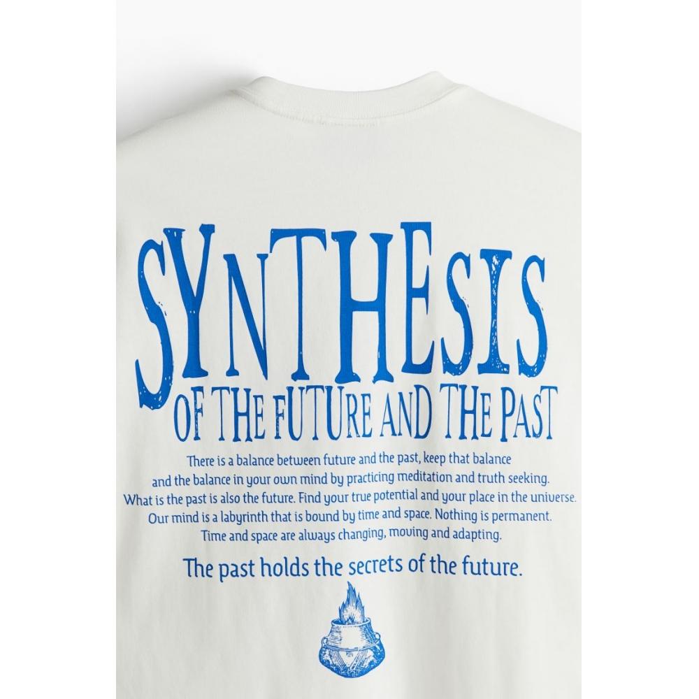 H M Loose FiT PrinTed T sHirT wHiTe synTHesis