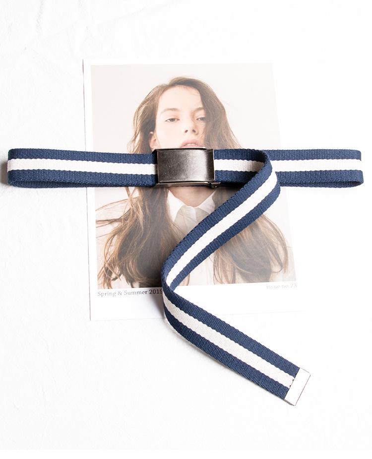 3.2cm Smooth Buckle Striped Canvas Belt - Trendy Korean Style Jeans Accessory for Women