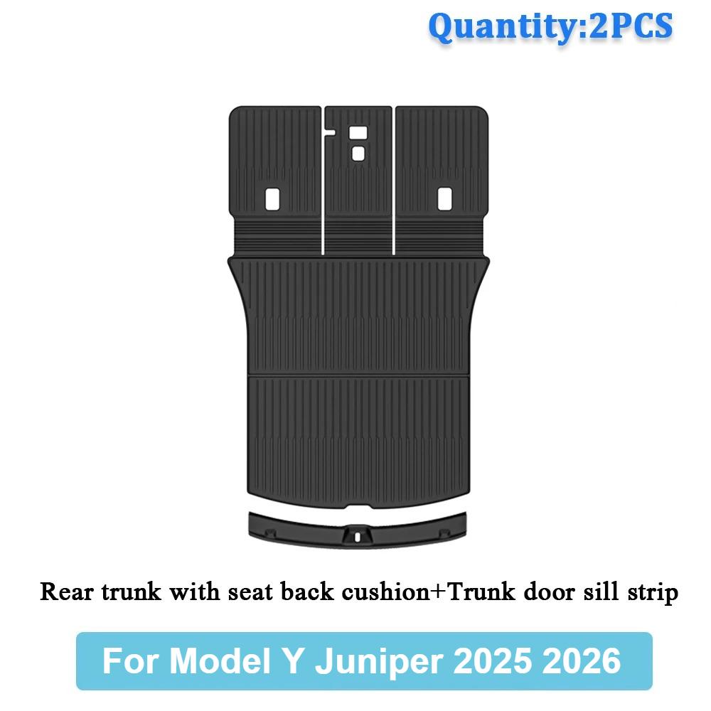 TPE Car Integrated Trunk Liners For Tesla Model Y Juniper 2025 2026 Double Layerd Mats Trunk Door Sill Guard Plate Backrest Mats