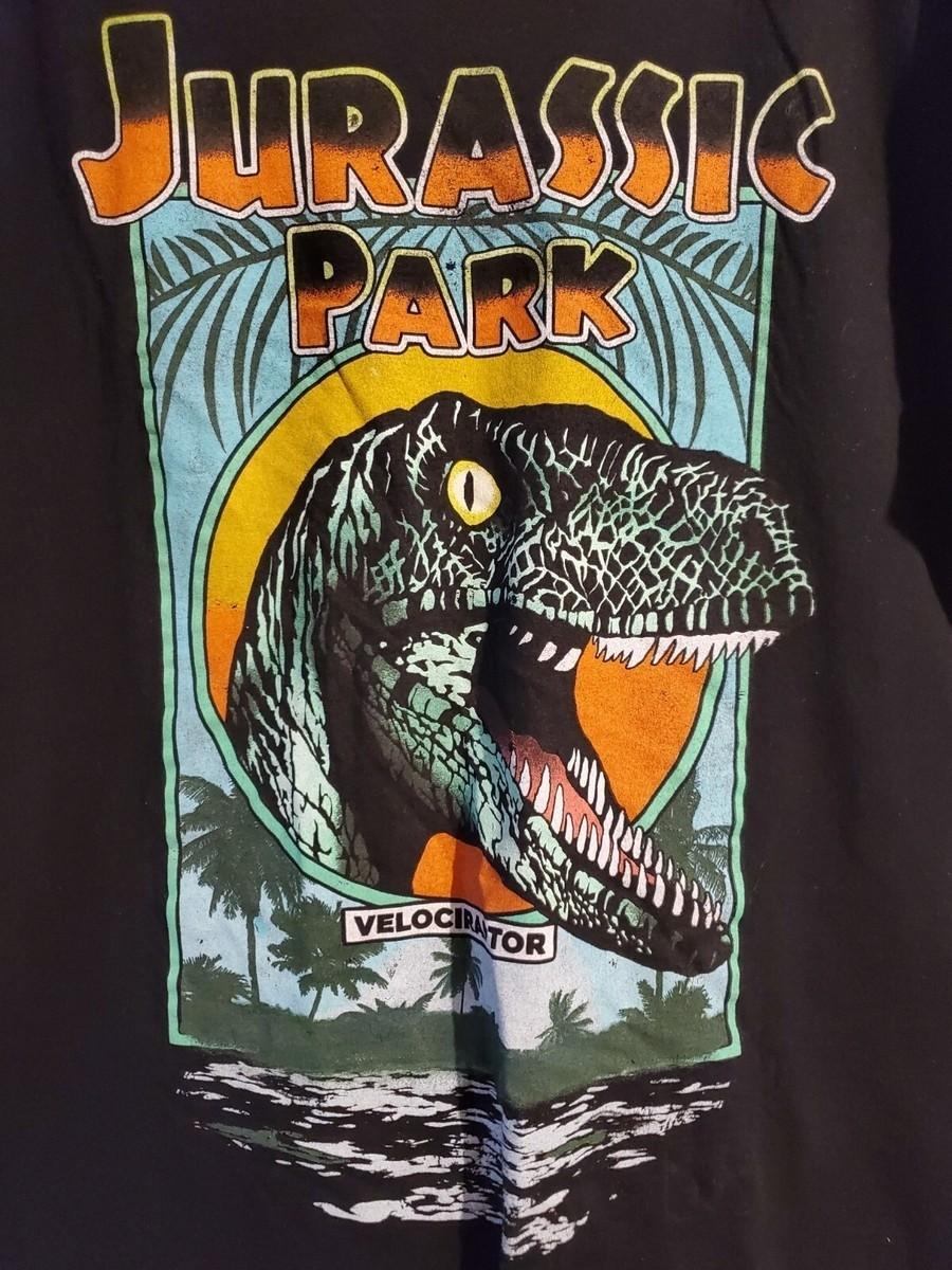 Vintage 90s Jurassic Park Velociraptor Movie Black Unisex Shirt S-5XL KH17214 XXL