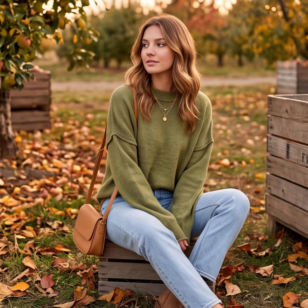 Women's Casual Oversized Pullover Sweater - Loose Fit Knit Top for Everyday Wear