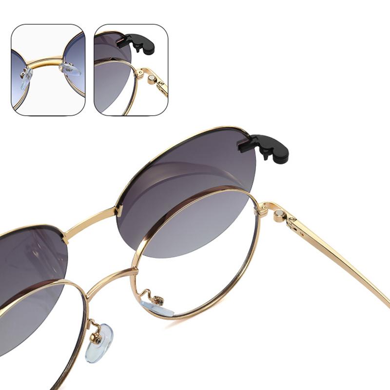 Magnet 2 In 1 Anti Blue Light Glasses Frames Round Polarized Sunglasses Women Metal Fashion Computer Eyeglasses Frame TR90