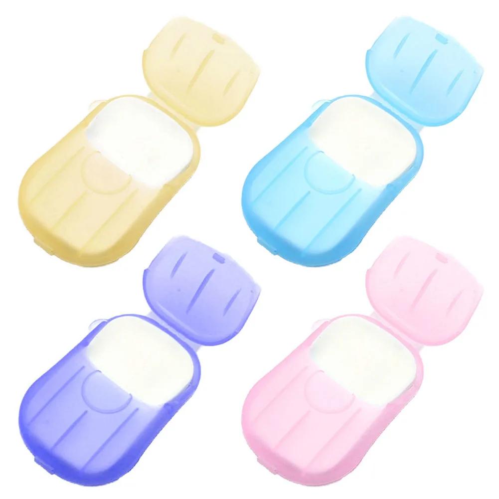 20/60/100Pcs Travel Soap Paper Disposable Boxe Mini Sheet Soap Washing Hand Kitchen Bathroom Supplies Outdoor Camping Paper Soap