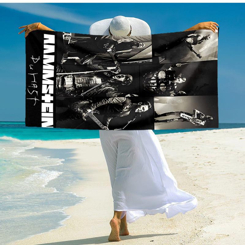 1pc Rammstein3 Beach Towel, Comfortable and Thick, and Swimming/Bath/Picnic/Camping Towel, Suitable for Seaside Beaches