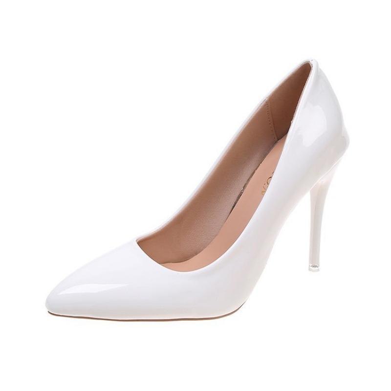 Large size stiletto casual single shoes for women, new patent leather fashion high heels for women in spring and autumn