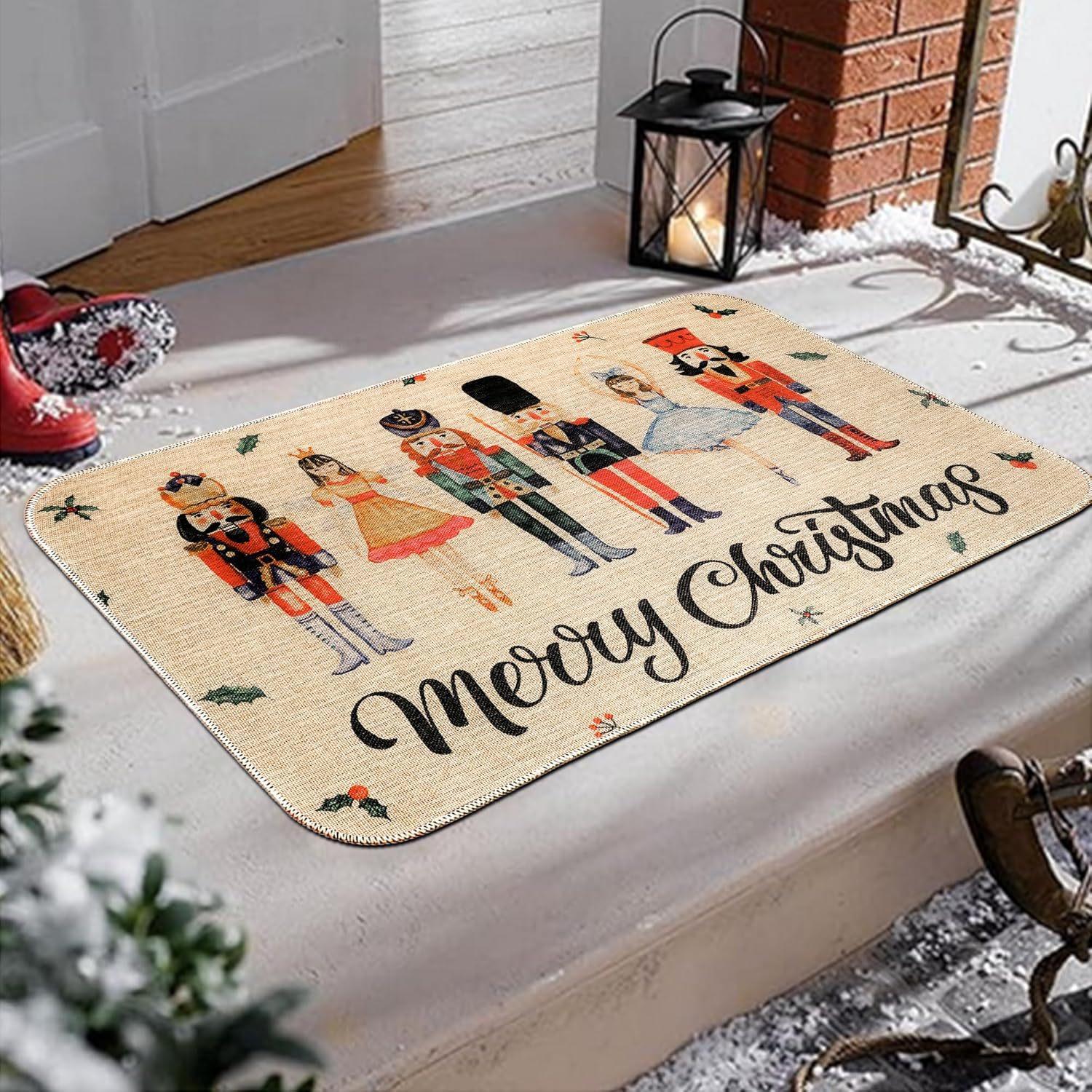 

Рождественский коврик «Щелкунчик» для домашнего декора, гостиной, спальни, кухни, ковер «Счастливых праздников», входная дверь, приветственный коврик 40x60cm 16x24inch