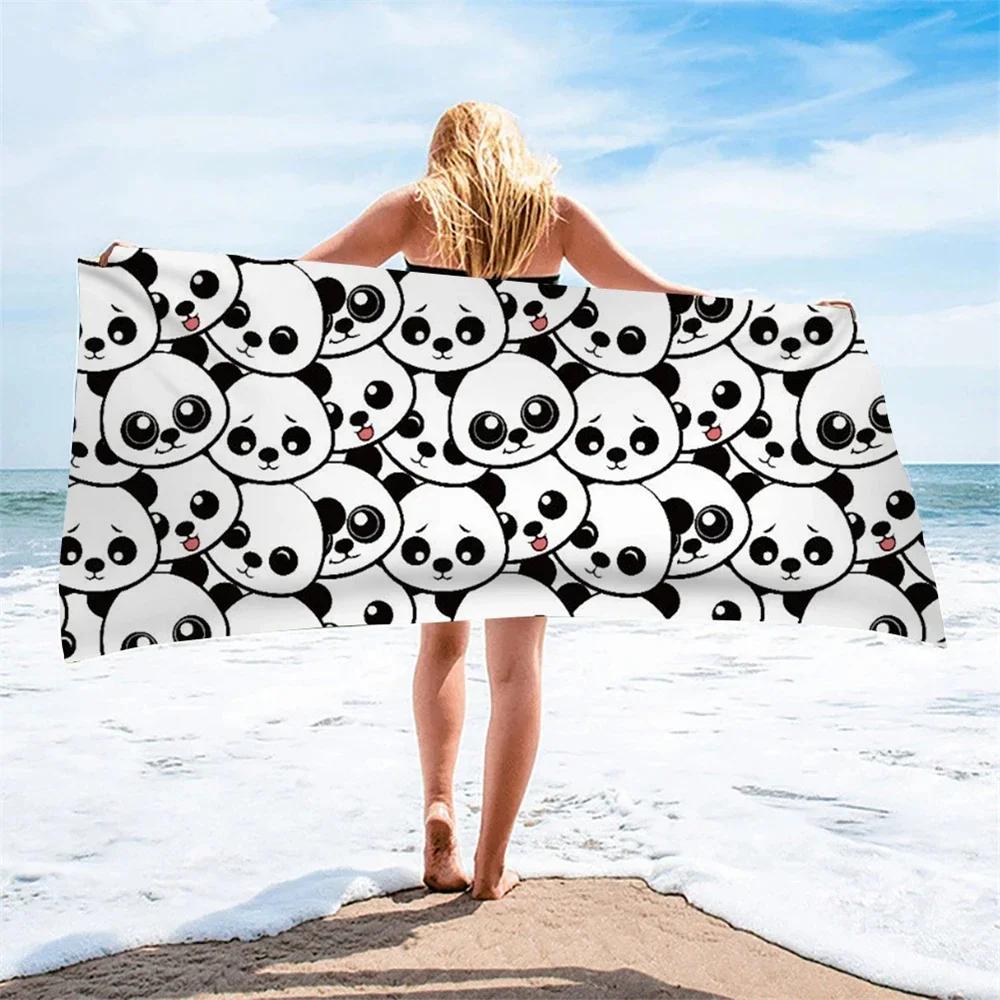 Cute Cartoon Panda Beach Towel Quick Dry Microfiber Soft Absorbent Bath Towel Outdoor Travel Spa Swim Pool Towels for Adult Kids