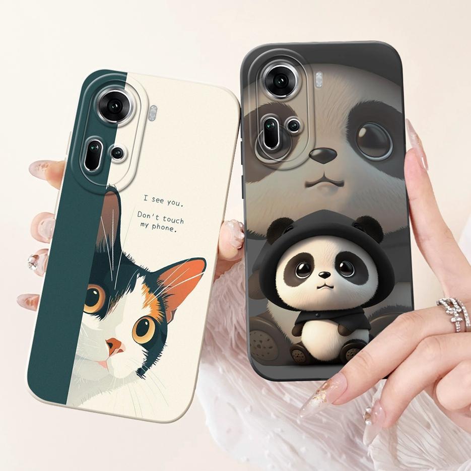 For Oppo Reno 11 5G Case Reno11 F CPH2603 Cute Panda Cartoon Cover Soft Silicone Phone Case For Oppo Reno 11 Pro Reno11 11F Bags