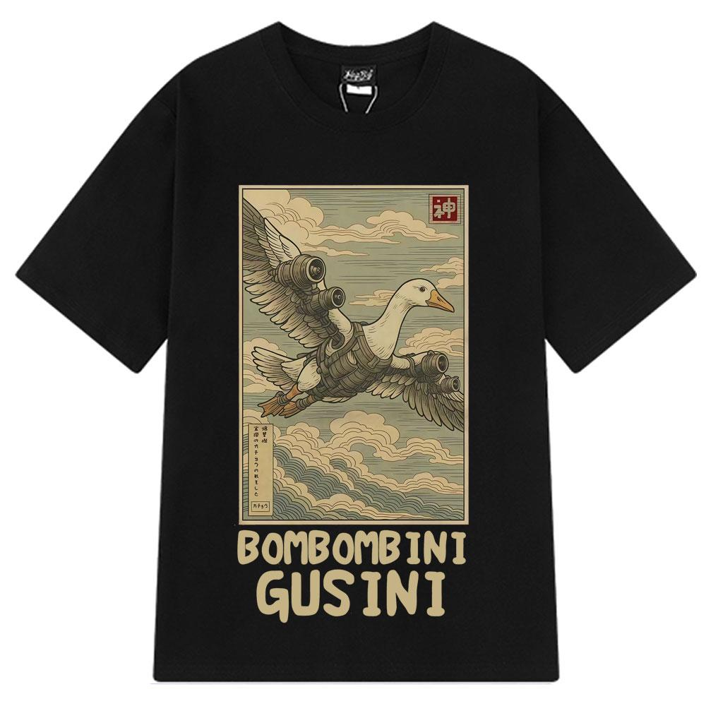 Bombombini Gusini Brainrot T-Shirt Funny Ukiyo-E Japanese Art Italian Brainrot Meme T Shirt Cotton Unisex Harajuku T-Shirts Tops