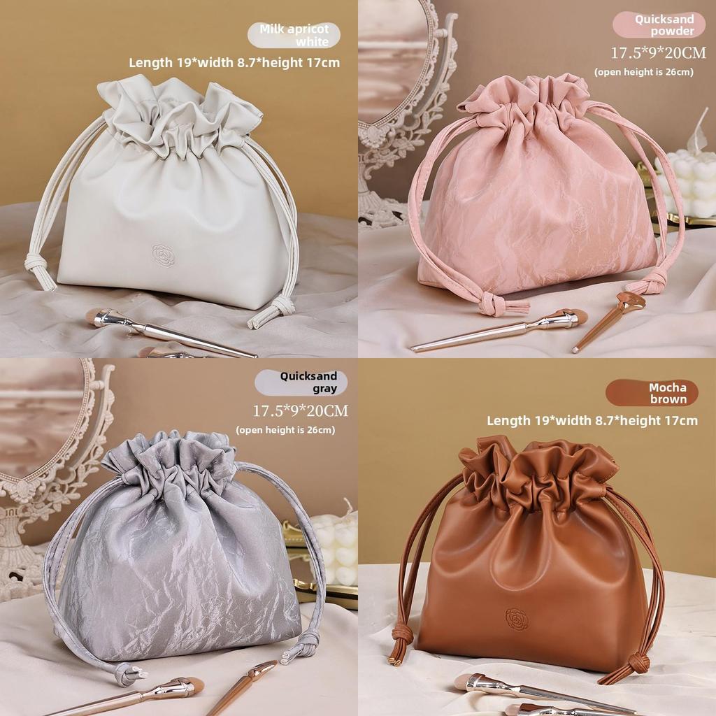 Klassische tragbare Kosmetiktasche mit Kordelzug aus wasserdichtem PU-Material für den täglichen Gebrauch