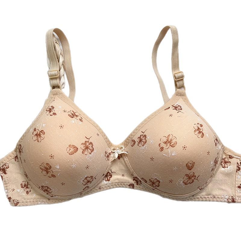 Women's Printed Wireless Push-Up Bra with Two-Row Buckle