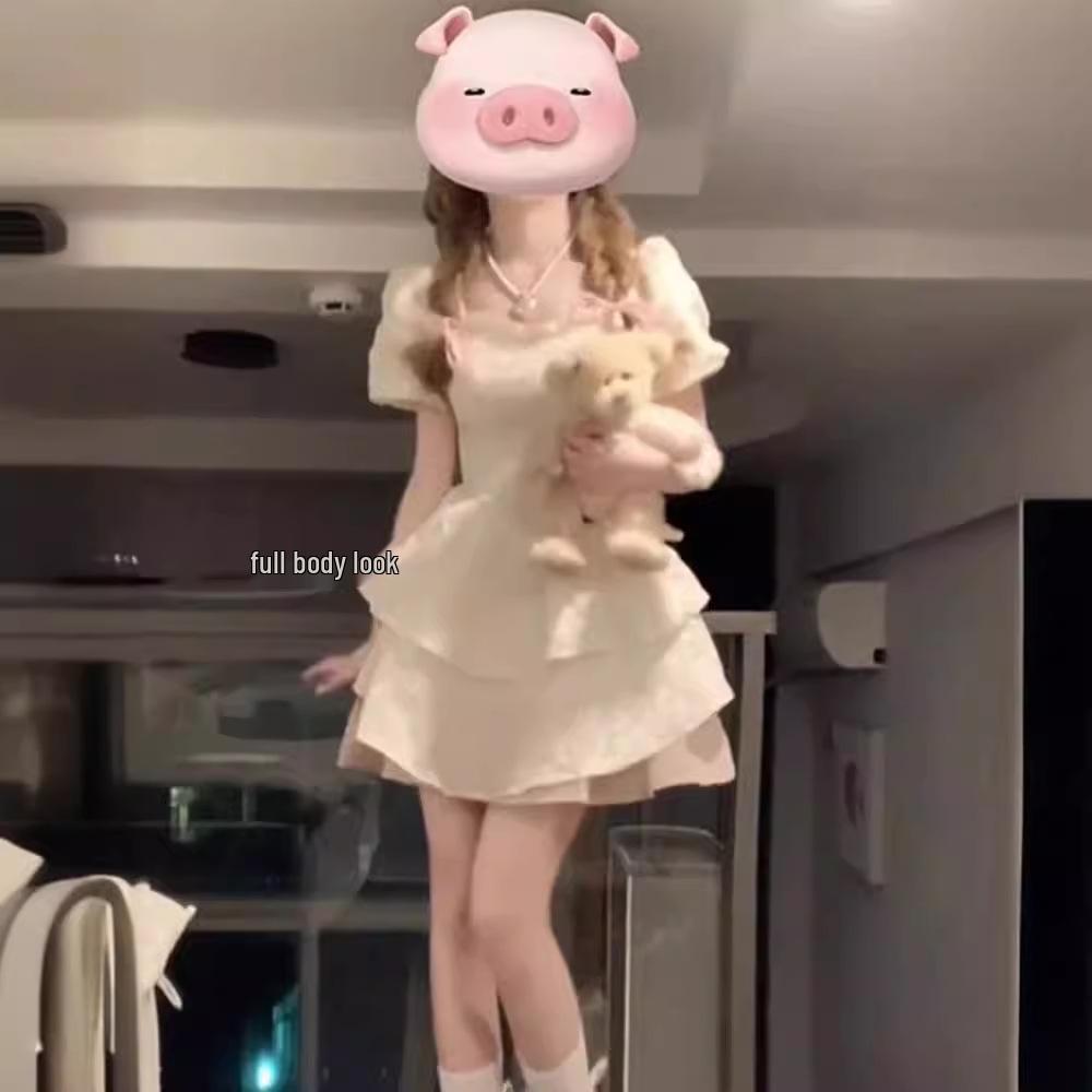 Fugitive Princess Puff Sleeve Summer Dress: High-End French Style Petite Skirt