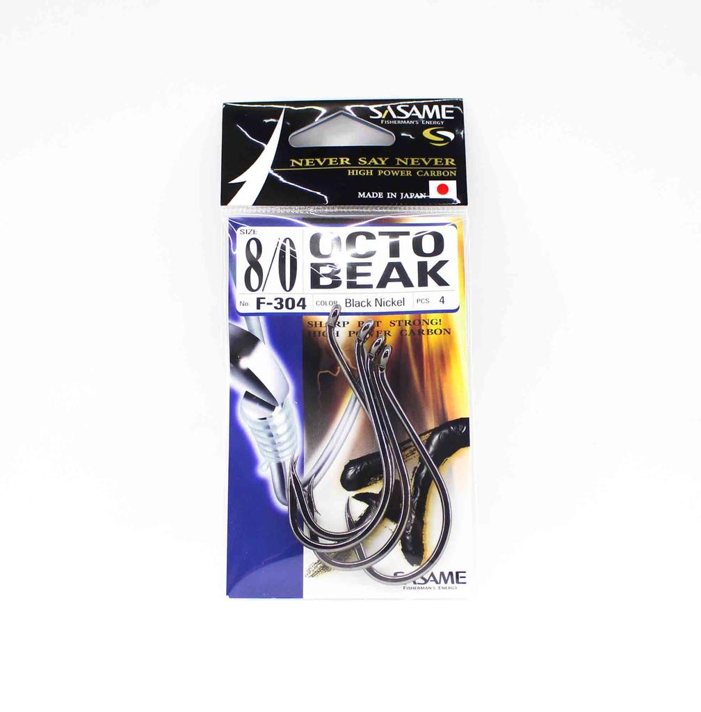 Sasame F-304 Octopus Beak Hook Black Size 8/0 (4637)