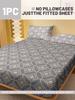 Simple 1 Modern Geometry Printed Matte Fitted Sheet, Bedroom Printed Bed Cover, Bedding Excluding Pillowcases