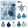 3CM/30PCS Tree Top Star & Small Ball Ornament Set - Holiday Christmas Decoration Gift Box