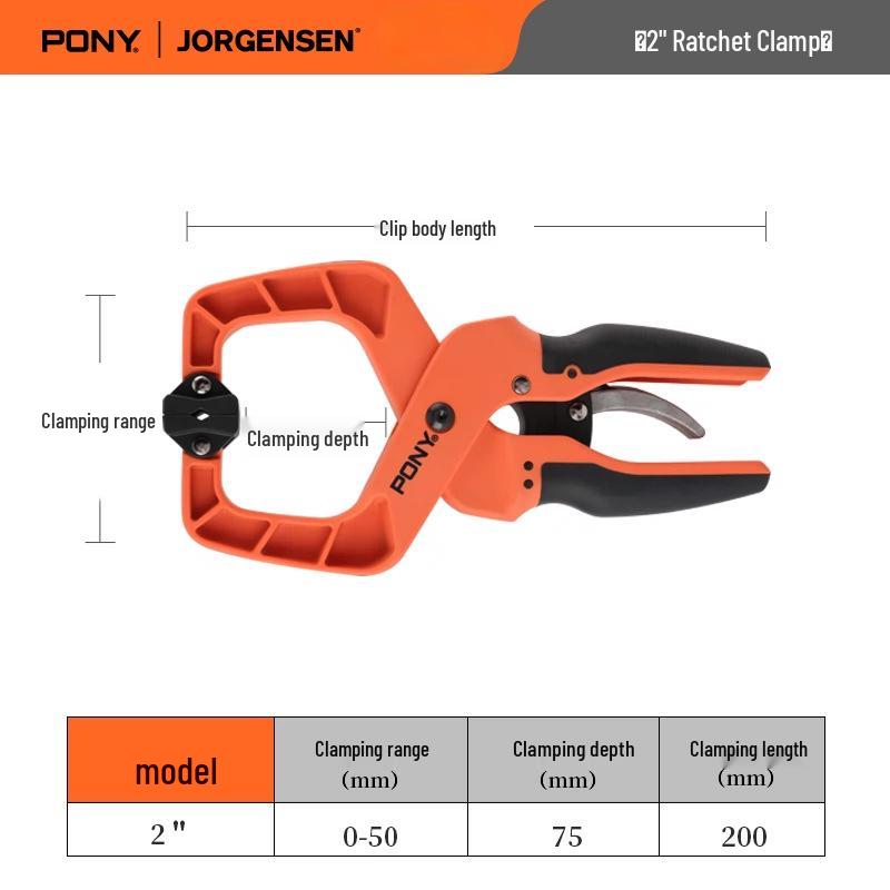 PONY Adjustable Ratchet Woodworking G Clamp - Small Spring Clip for Quick Board Fixation