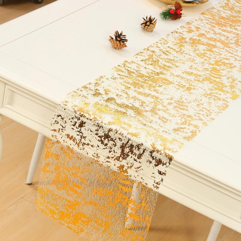 Gold Table Runner, 28CM×10M, Sparkling Glittering Tablecloth Decorative