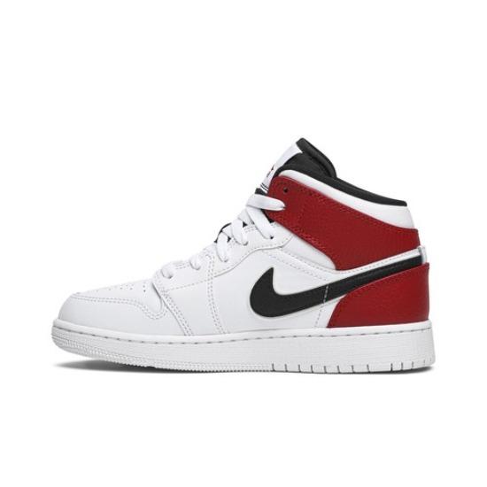 Air Jordan 1 Mid GS Chicago Retro Sneakers White and Red 554725-116