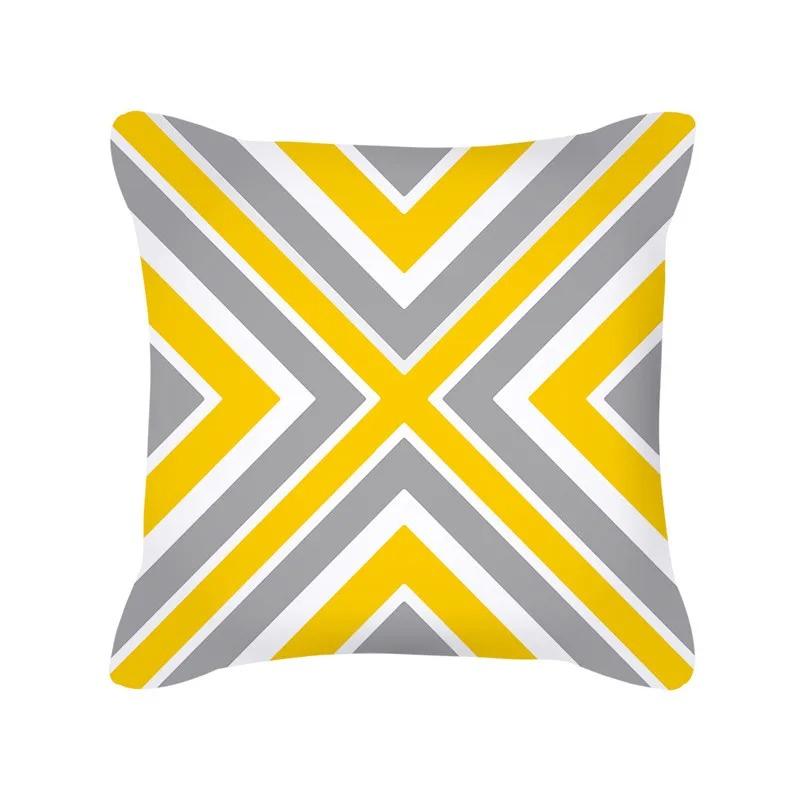 Yellow Pattern Home Decoration Cushion Cover Nordic Style Home Sofa Cushion Cover Black and Gray Striped Plaid Pillow Cover
