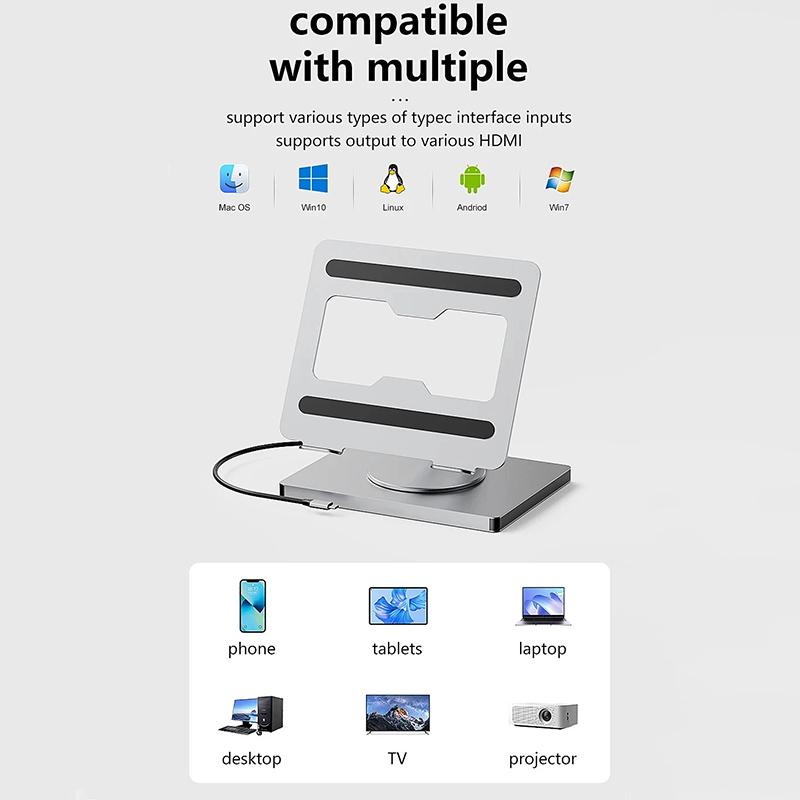 Foldable Laptop Stand with USB Hub Card Reader RJ45 Universal Bracket Holder 360° Rotatable Universal Bracket Holder