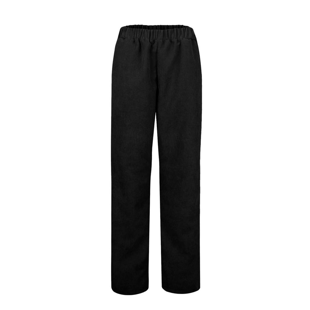 Women's New High-waisted Pants With Slits And Hem Corduroy Solid Color Spliced Casual Pants