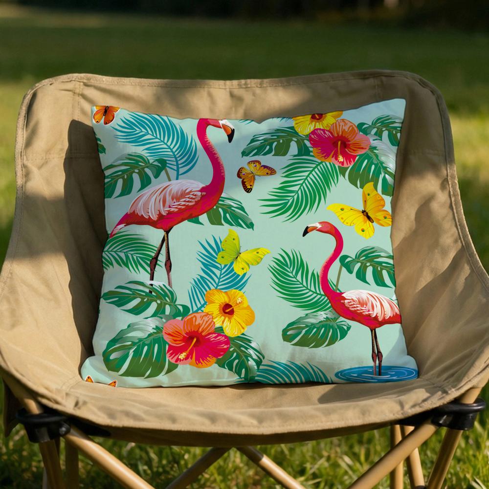 Tropical forest flamingos Cushion Cover Soft Reversible  Durable Pillow Cover  MultiScene Use for Home  Car Daily Comfort