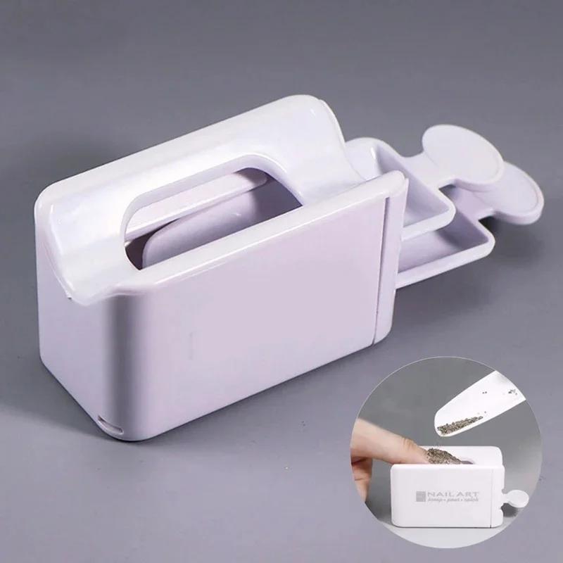 Portable Nail Dipping Powder Recycling Tray Powder Nail Sequin Glitter Storage Box Manicure Tools Fingertip Beauty Accessories