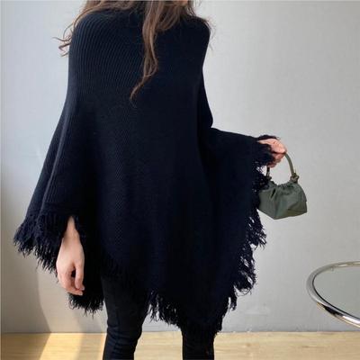 Slouchy Pullover Irregular Sweater Autumn Winter Korean High-neck Shawl Solid Color Casual Women Sweaters
