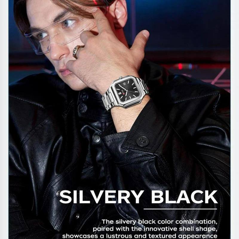 Luxury Square Male Watch Waterproof Luminous Date Quartz Watches For Men Stainless Steel Fashion Men's Clock