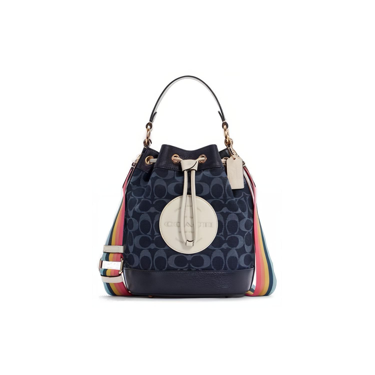 

Coach Dempsey 22 Floral Jacquard And Leather Bucket Bag Women Bags Deep-Blue Rainbow C4101-IMDEI Basic Set (Bag+Dust Bag)