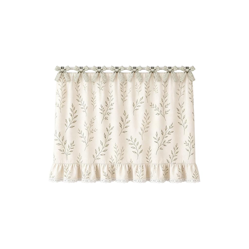 Farmhouse Kitchen Oven Skirt 78x55cm Decorative Ruffled Edge Oven Cover with Bow Tie Top for Rustic Style Kitchen Window Treatment