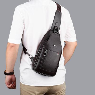 Herren Leder Brust Tasche Casual Messenger Große Kapazität Brust Rucksack Sporttasche