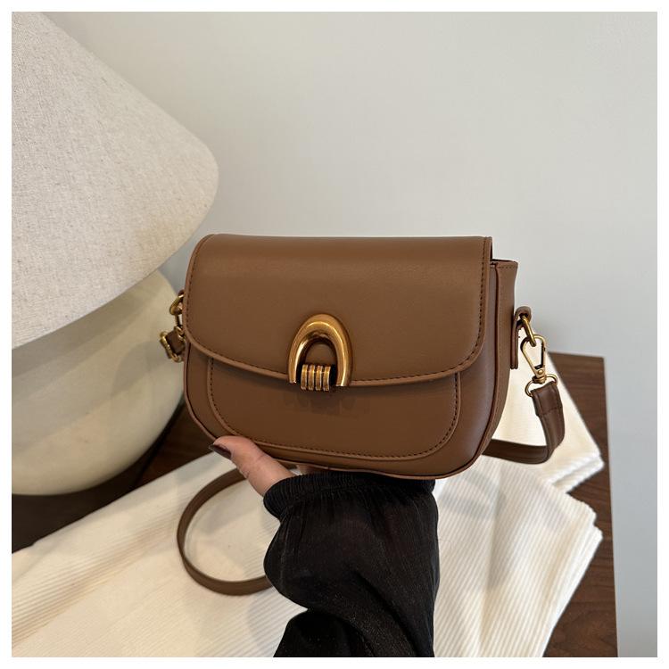 

Повседневная новая ретро-эстетика 225 весна большая вместимость простая мода кроссбоди плечо седло женская сумка коричневый