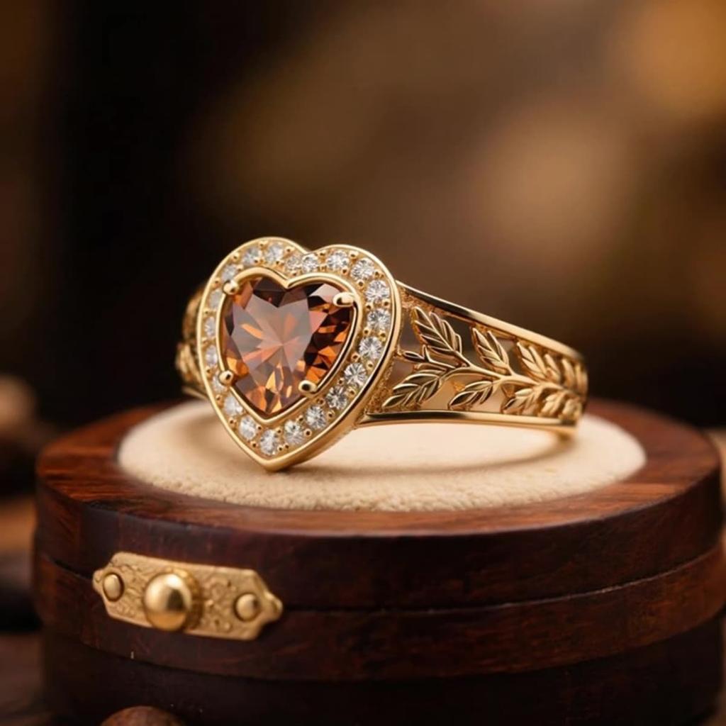 1PC, European and American Fashion-Copper inlaid with zirconia-Heart-shaped ring-Unisex, fashionable and unique, suitable for party wear, daily wear,