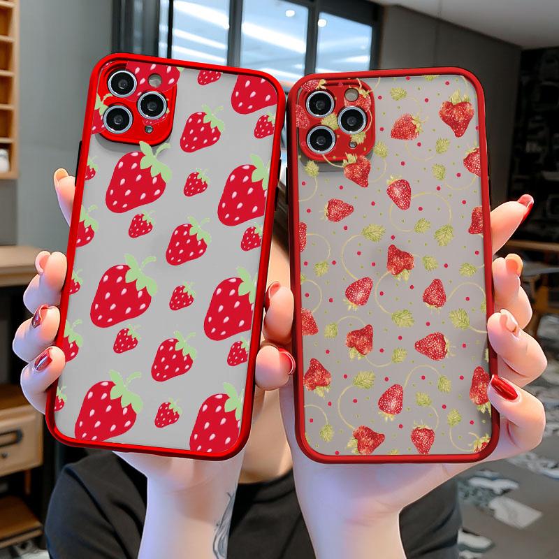 Sommer-Frucht-Handyhülle für iPhone X XR XS MAX 13 12 11 14 15 Pro Max Erdbeere für iPhone 7 8 Plus SE2020 Stoßfeste Hüllen
