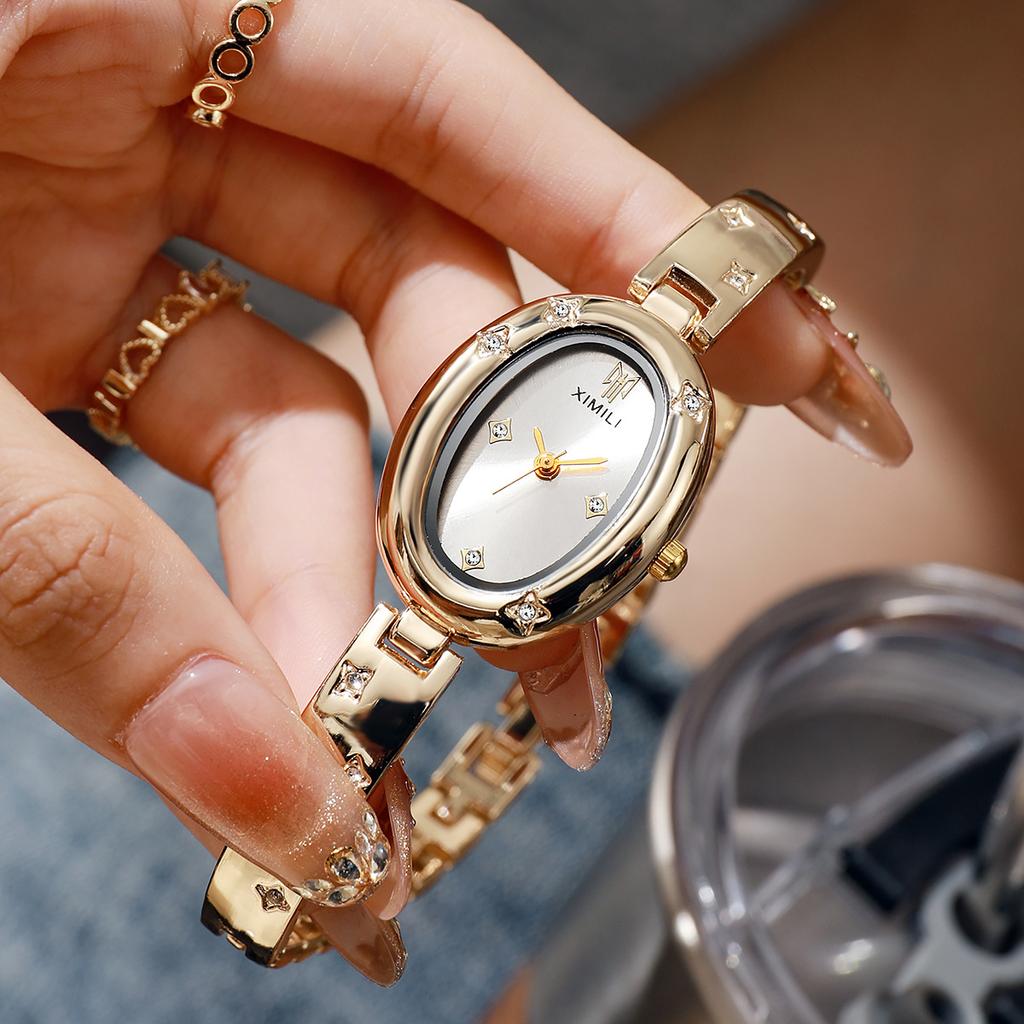 Fashion Gold Bracelet Women Watches Ultra Thin Quartz Watch Woman Orologio Clock Oval Dial Ladies Bangle Watches 