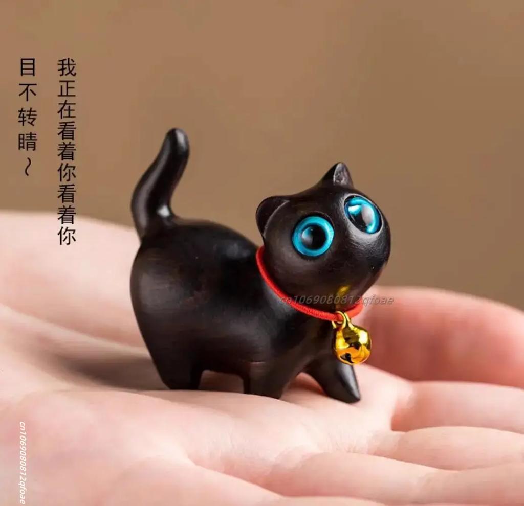 Mini Natural Wood Cat Dog Miniatures Hand-Carved Wooden Puppy Kitty Figures Room Decor Home Decoration Accessories Drop Shipping