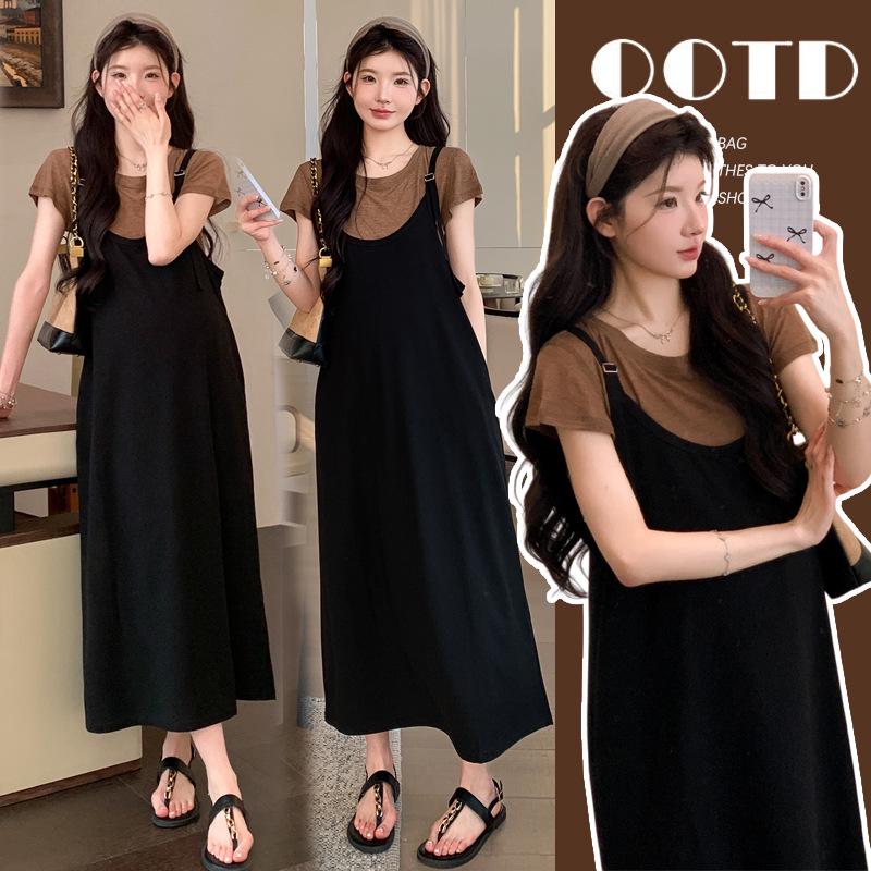 Trendy Maternity Summer Set: Chic Camisole Dress & Casual Top 2XL
