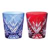NARUMI Rock Glasses Pair Glasses Glassworks Waltz 270cc Blue Red Colored Cut Glass Whiskey Glass Old Glass Wedding Gift Day Present Gift Box Wrapped &
