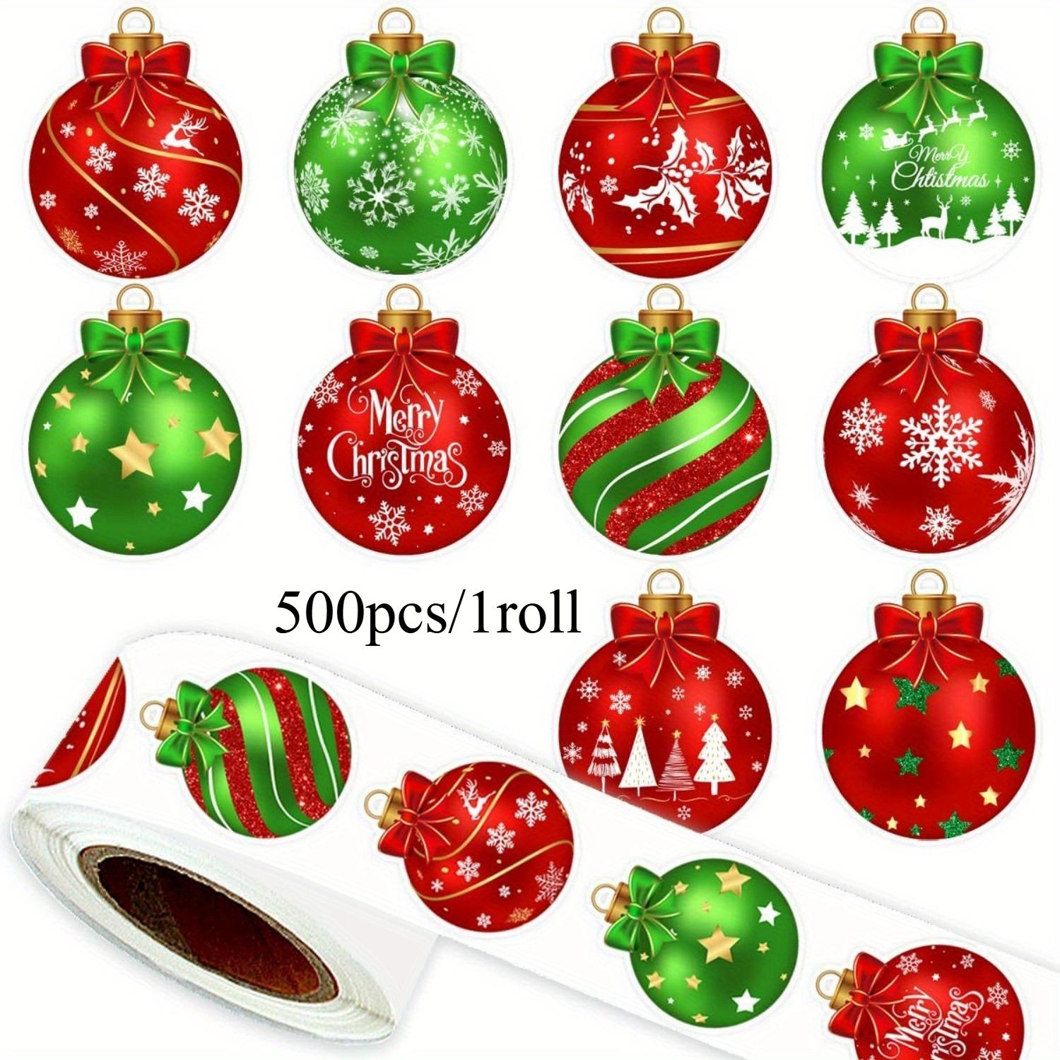 

500pcs Christmas Ornament Sticker Xmas Ball Paper Decals Self-Adhesive Decoration Stickers Envelopes Scrapbook Gift DIY Supplies