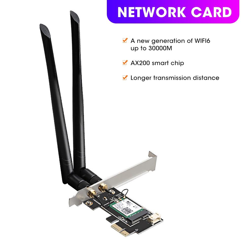 Dual Antenna Network Card Computer Accessory Wireless WIFI 6th Generation for Inel AX200