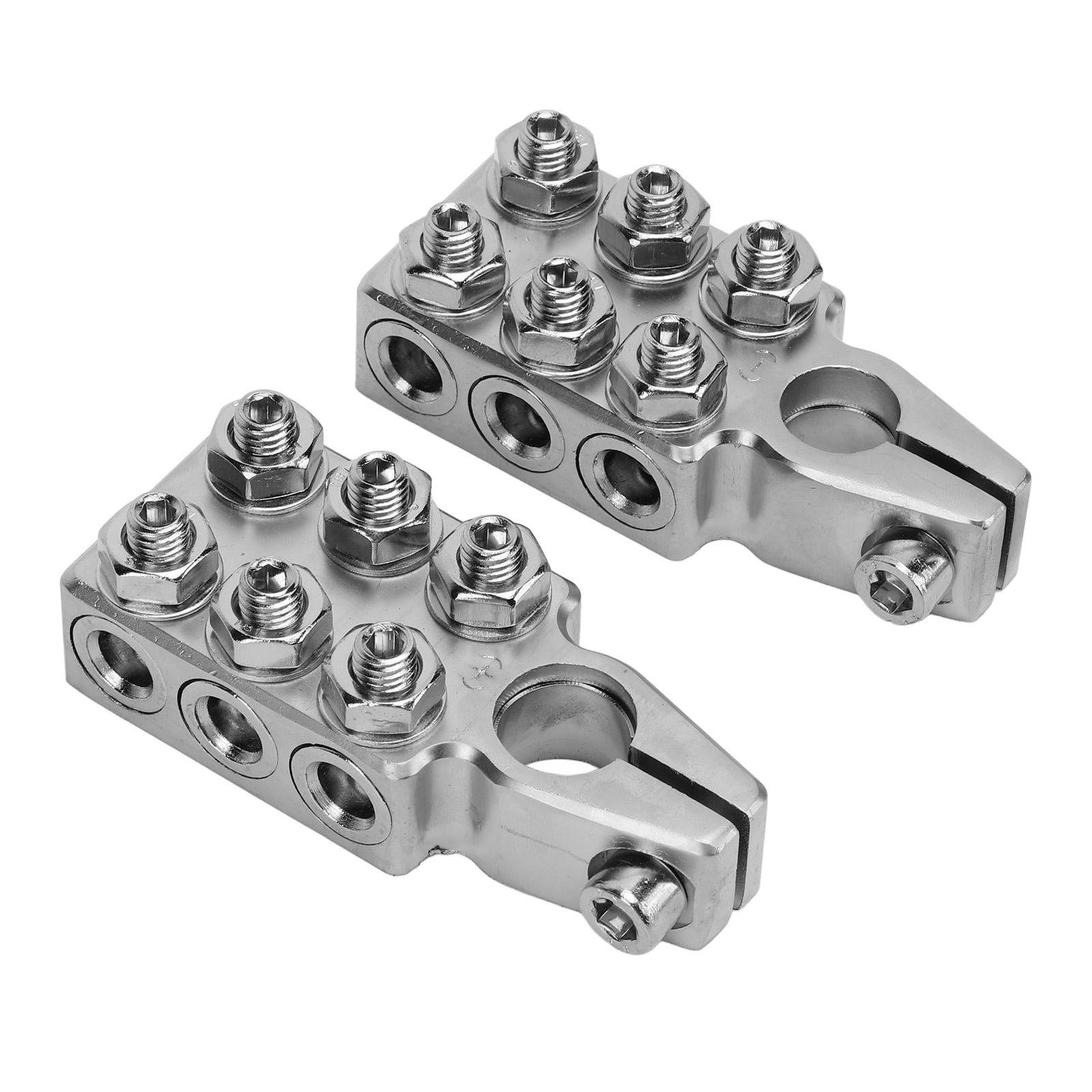 

2 Pcs 12 Way Battery Post Terminal Ends Distribution Block Bus Bar 8AWG to 4 0(XL) AWG for SAE DIN EN Tapered Top Post