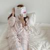 Korean Style Women's Long Sleeve Cardigan and Pajama Set for Spring, Autumn, and Winter Home Wear