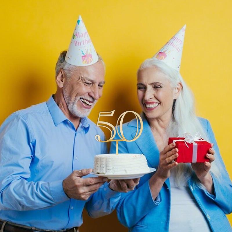 18 20 30 50th Acrylic Number Cake Topper For Adult Kid Happy Birthday Party Cake Decoration Wedding Anniversary Gold Cake Topper