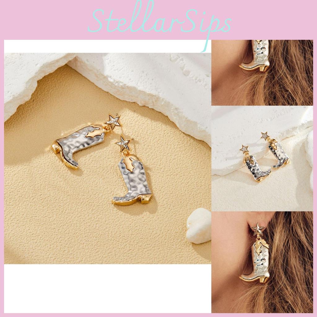 Retro Eye Catching Five Pointed Star Alloy Earrings Ideal For Trendy Women