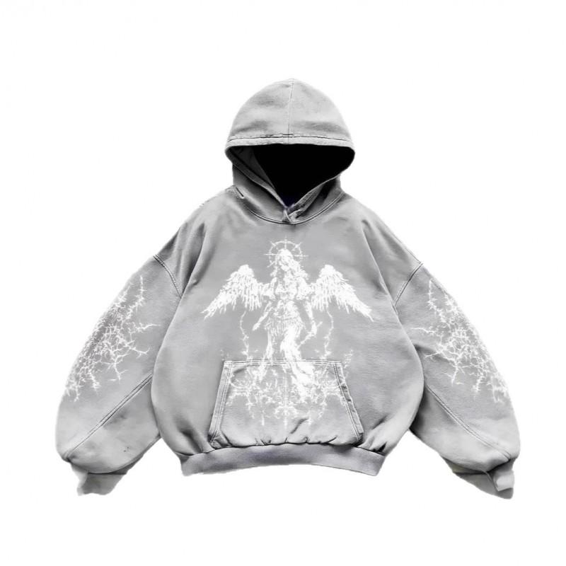 Herren Übergroßes Kapuzensweatshirt Mit 3D-Göttinnen-Print Locker Geschnitten Lässiger Langarm-Pullover