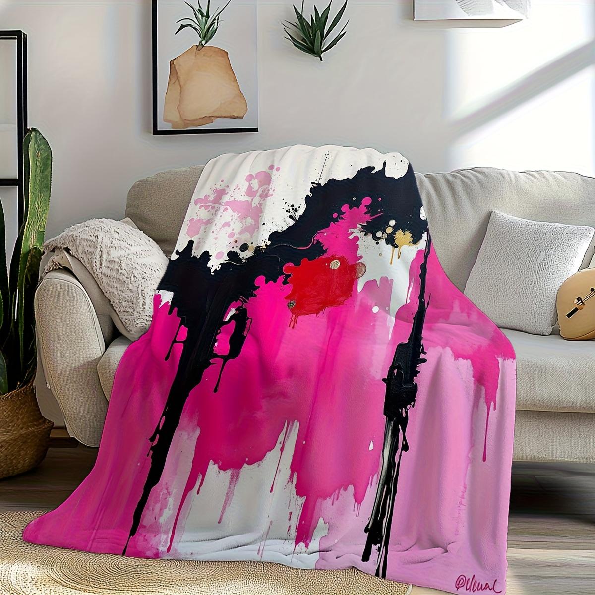 

Abstract Pink Black Art Throw Blanket Modern Design for Living Room Decor Gift for Her ContemporaryStyle50x60 70x100cm28x39in